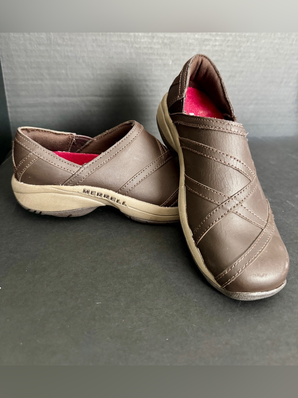 MERRELL Encore Eclipse Clog Smooth Bug Brown Slip On Loafer Shoe Womens US 7